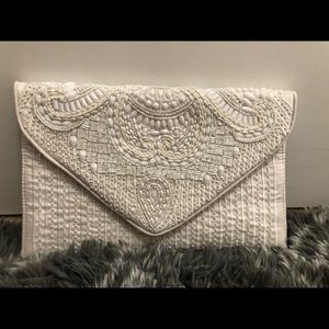 LULUS White beaded shoulder bag/clutch